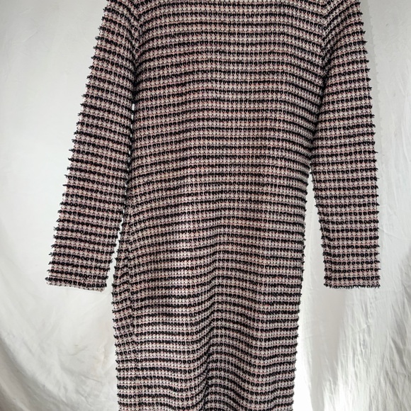 Zara Black and Pink Striped Tweed Knit Cardigan Dress NWT Size Small - Picture 11 of 12